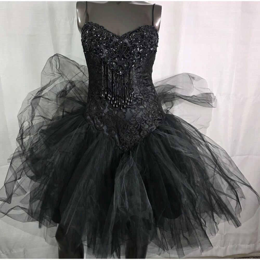 Karen Okada for David Howard Sample Beaded Corset Dress 80's Whimsigoth Couture